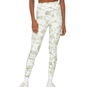 WeWoreWhat V-Shape Leggings in Vintage Toile Sage/Creamy White